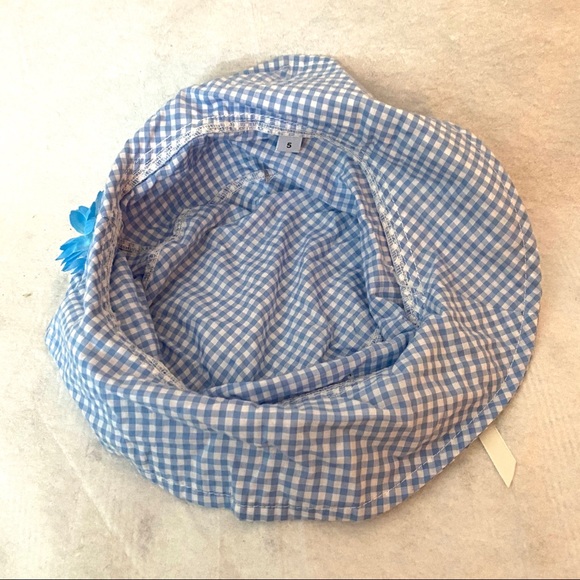 Blue and White check Girls Hat Size 5 NWOT - Picture 6 of 7